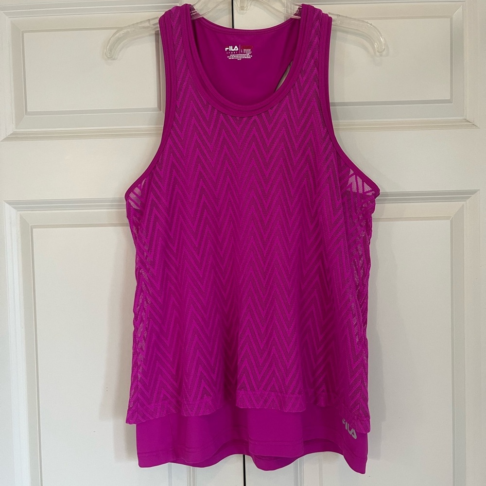 Fila Sport Magenta Mesh Tennis/Pickleball Tank Top, Size Large